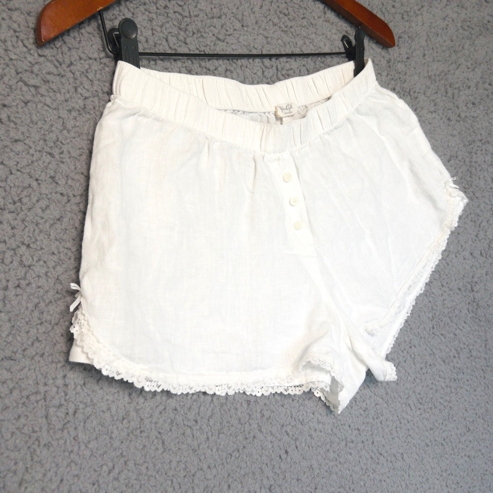 Brandy Melville Keira Linen Boxer Bloomer Lace Trim Pull On Shorts Womens M - Picture 2 of 12